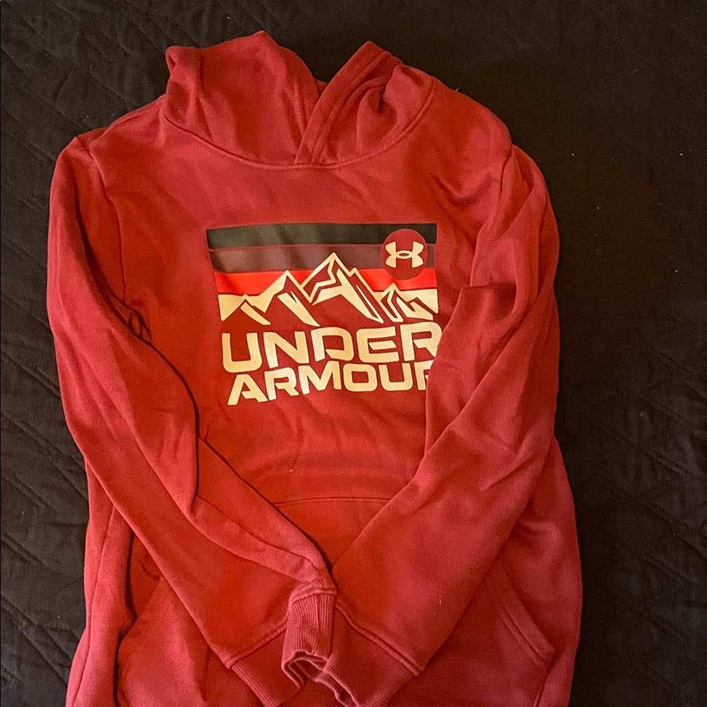 Under Armour Crimson Hoodie with Mountain Design